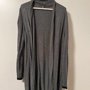 Eileen Fisher Long Cardigan Tencel Blend tight herringbone